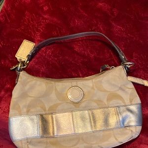 Coach signature stripe hobo purse